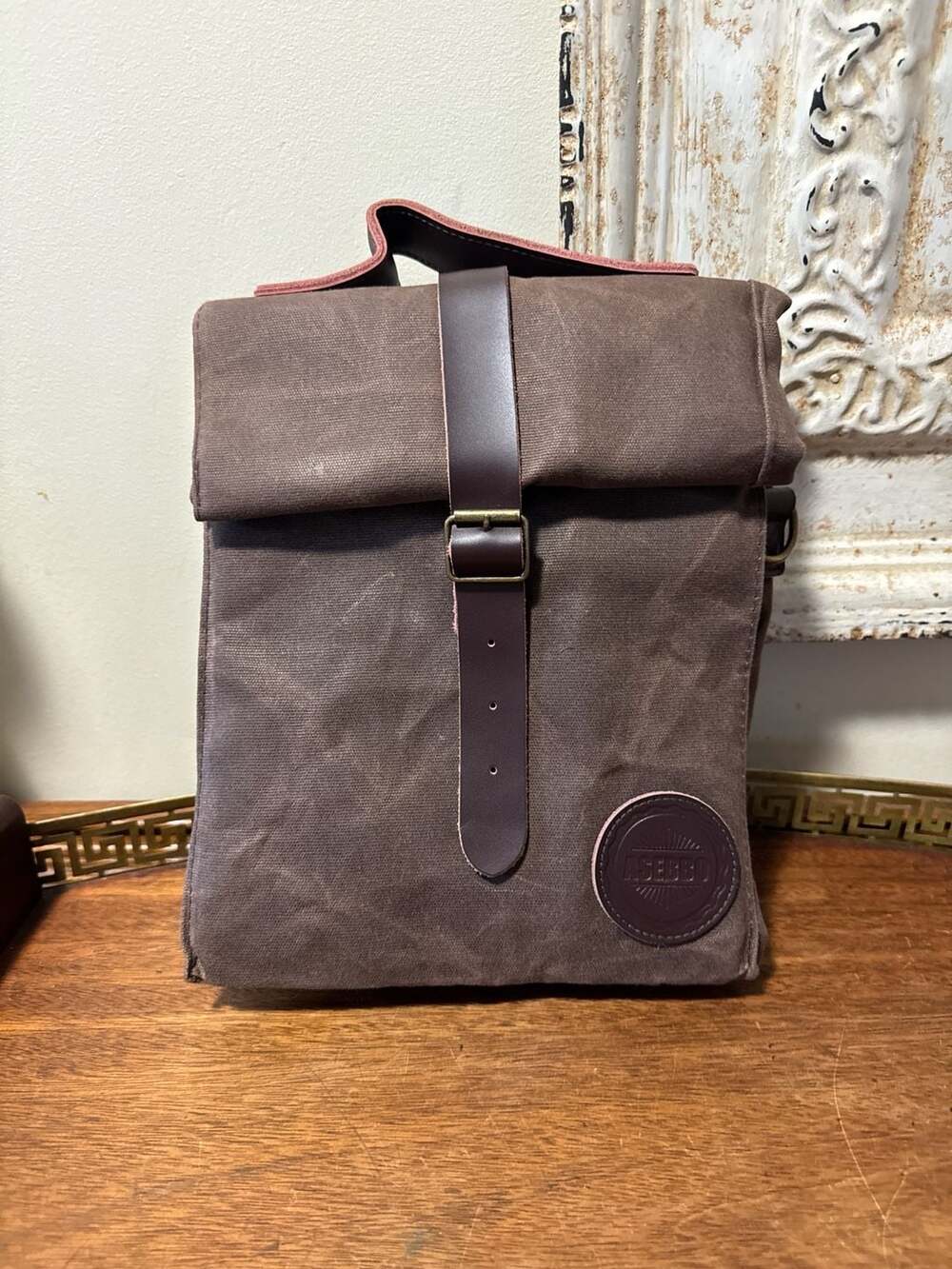 ASEBBO Insulated Waxed Canvas Lunch Bag with Shoulder Strap, 10L